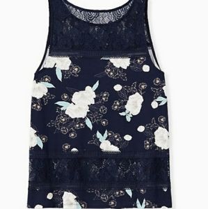 Torrid Navy Floral Lace Tank Size 1